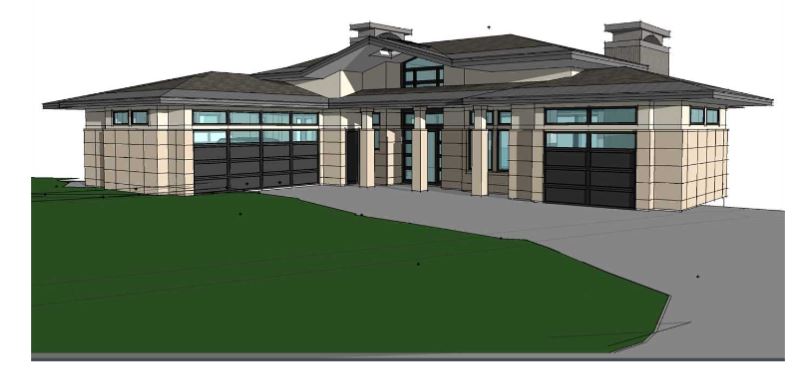Custom home rendering of the front of the home 